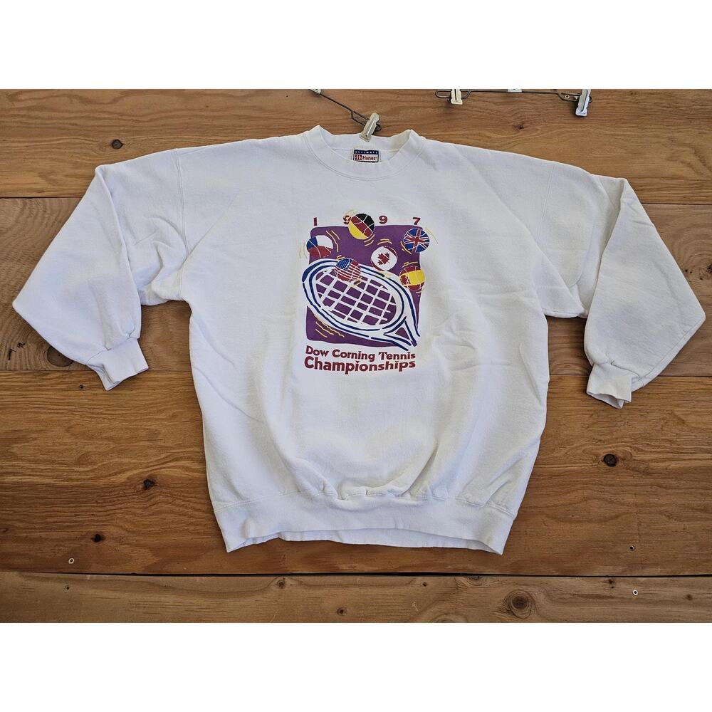 Dow Corning Tennis Championships Sweatshirt White Sz XL 1997